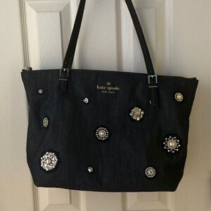 Kate Spade Cameron Street Embellished Denim Maya Tote - like new